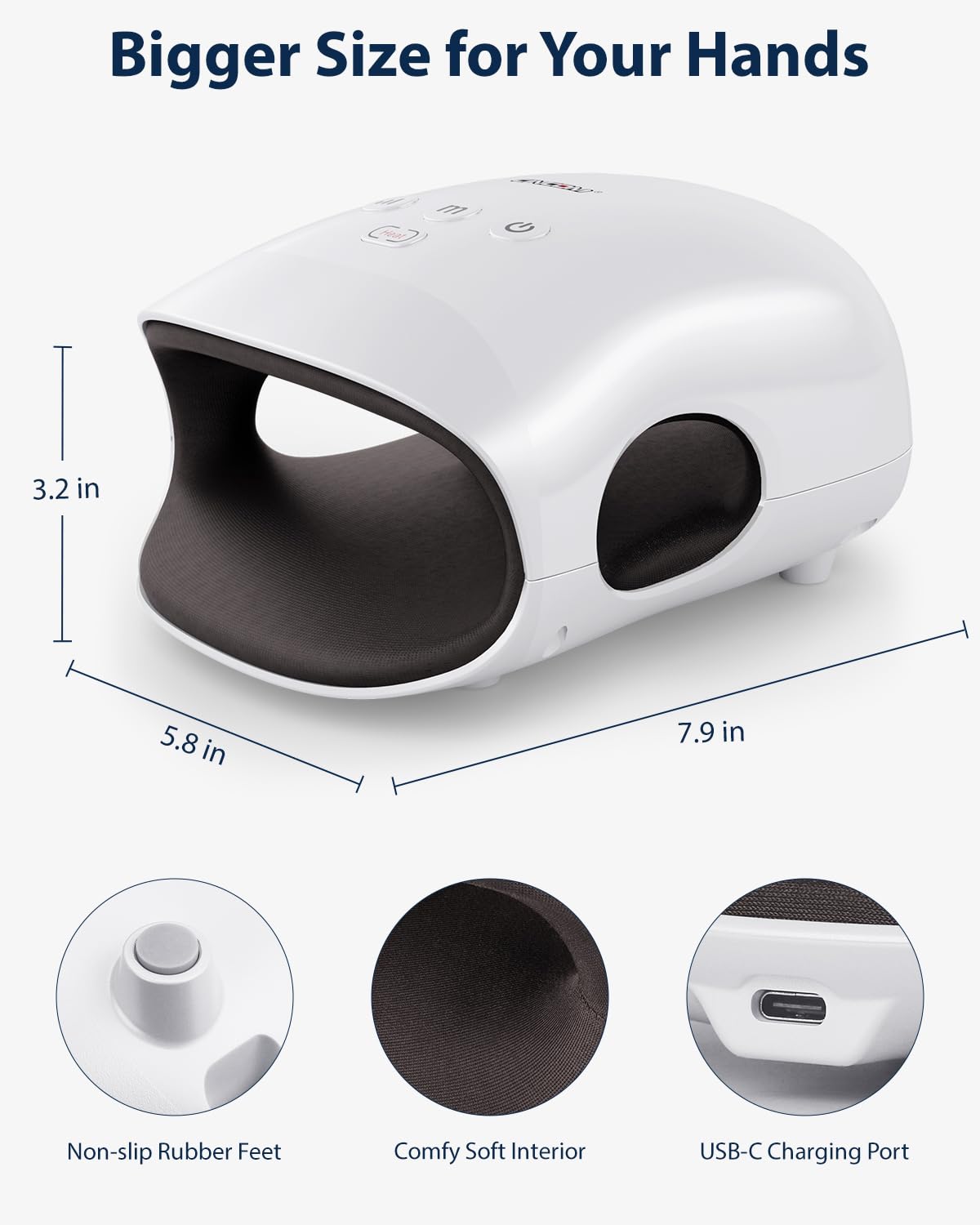 CINCOM Hand Massager - Cordless Hand Massager with Heat and Compression for Arthritis and Carpal Tunnel, Gifts for Women(White)