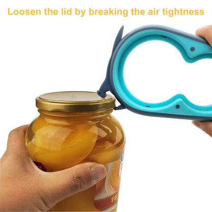 Otstar Jar Opener Bottle Opener and Can Opener for Weak hands, Seniors with Arthritis and Anyone with Low Strength, Mutil Jar Opener Get Lids Off Easily (Blue and Grey)