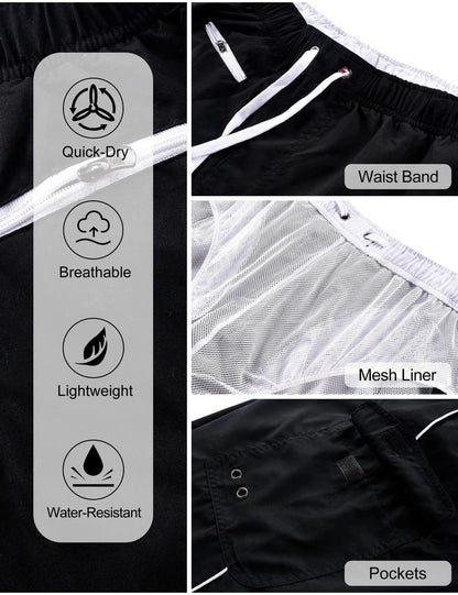 unitop Men's Lightweight Quick Dry Board Trunks Black and White 30