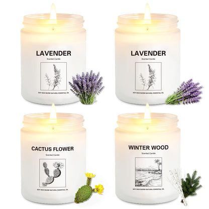 Holiday & Christmas Winter Candles Gift Set,4 Pack Long Lasting Soy Candles for Home,Natural Aromatherapy Candles with Relaxing Scents,Perfect Spa Gifts for Women