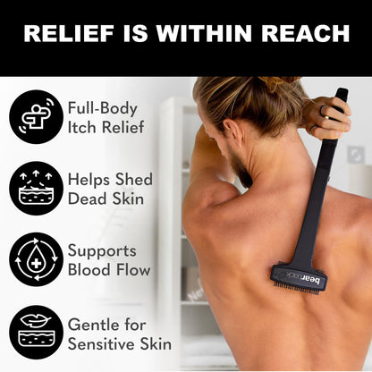 Bearback Back Scratcher for Men & Women – Long Reach Folding Handle, Skin-Safe Bristles – Extendable, Portable, Easy to Clean – Designed by a USA Small Business