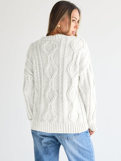 Trendy Queen Oversized Sweaters Womens 2025 Early Fall Fashion Outfits Cable Knit Crewneck Plus Size Pullover Cute Chunky Long Tunic Top Winter Old Money Clothes With Leggings Essential Clothing
