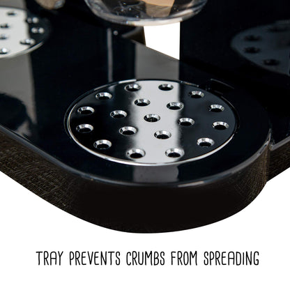 Honey-Can-Do Zevro Essential Dual-Control Dry Food Dispenser – Effortless & Organized Storage for Cereal, Dog Food, or Snack Dispenser for All Kinds of Treats, 17.5 oz Each Capacity, Black/Chrome