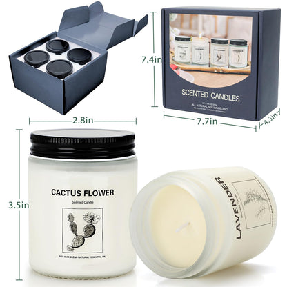 Holiday & Christmas Winter Candles Gift Set,4 Pack Long Lasting Soy Candles for Home,Natural Aromatherapy Candles with Relaxing Scents,Perfect Spa Gifts for Women