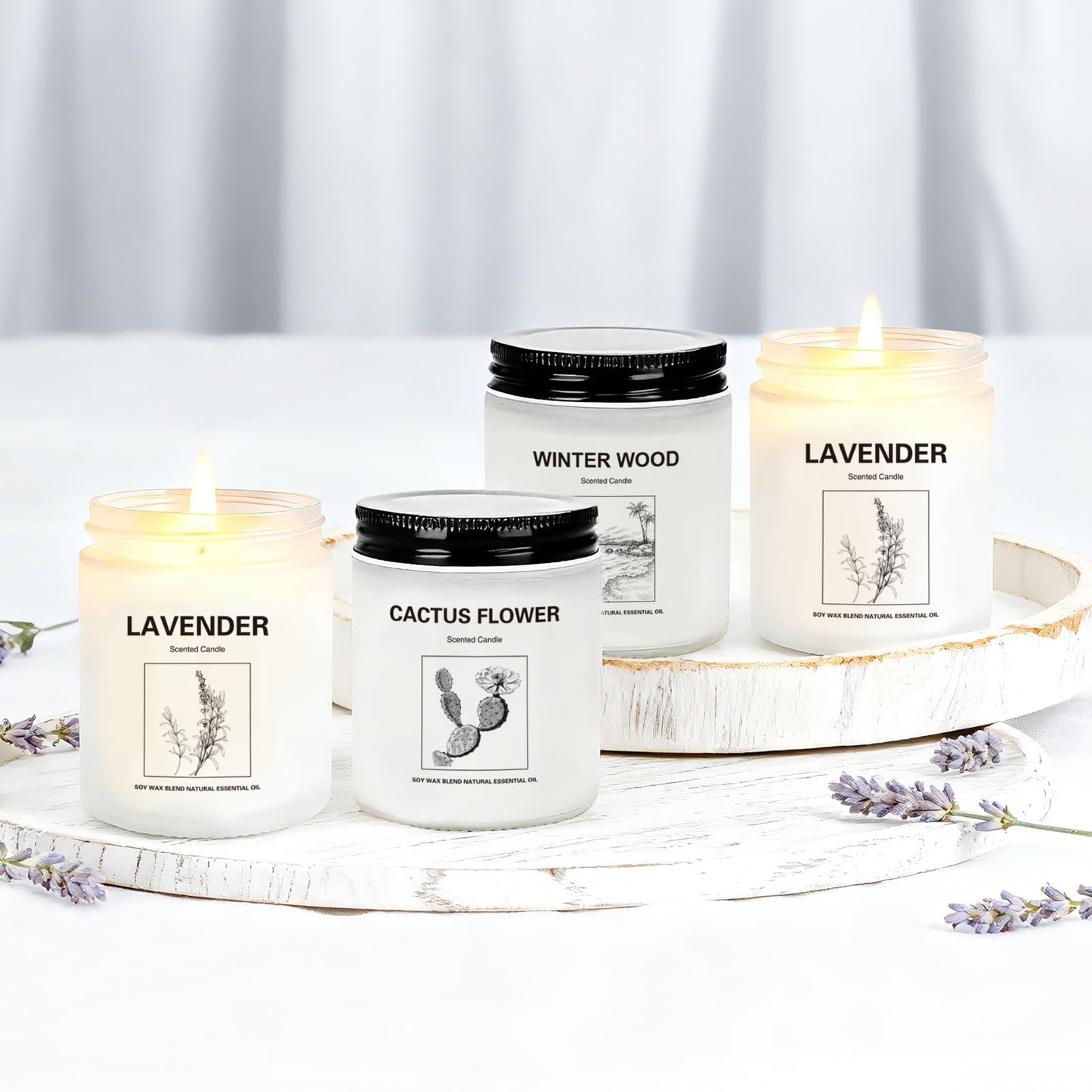Holiday & Christmas Winter Candles Gift Set,4 Pack Long Lasting Soy Candles for Home,Natural Aromatherapy Candles with Relaxing Scents,Perfect Spa Gifts for Women