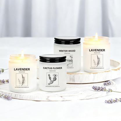 Holiday & Christmas Winter Candles Gift Set,4 Pack Long Lasting Soy Candles for Home,Natural Aromatherapy Candles with Relaxing Scents,Perfect Spa Gifts for Women