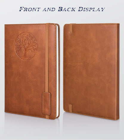 Biuwory Lined Journal Notebook for Women Men,256 Pages A5 Hardcover Leather Journals for Writing,Travel,Business,Work & School,College Ruled Notebooks for Note Taking,Diary Notepad 5.7"×8.3"(Brown)