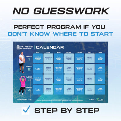 Exercise for Seniors & Beginners- Fun 30 day workout plan- Step by Step Comprehensive Package: 7 Workouts + Stretching Guide + Resistance Band + Easy to Follow Calendar. Get Energized & Stronger!