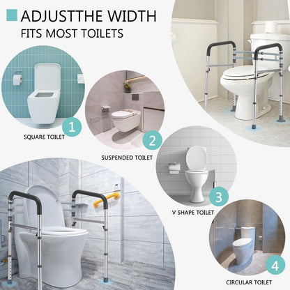 Lianjindun Toilet Safety Rails, Adjustable Toilet Frame for Elderly, Seniors, Handicap & Disabled, Foldable Handicap Toilet Handles Fit Any Toilets (300 LB)