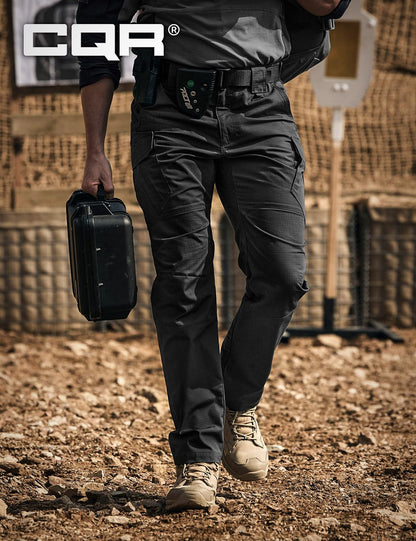 CQR Men's Tactical Pants, Water Resistant Ripstop Cargo Pants, Lightweight EDC Work Hiking Pants, Outdoor Apparel, Raider Mag Pocket Black, 32W x 32L