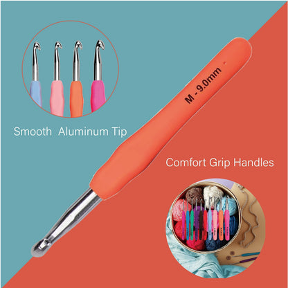Yarniss 20 Sizes Crochet Hooks 0.5mm-10mm, Ergonomic Crochet Hooks Set with Case for Arthritic Hands