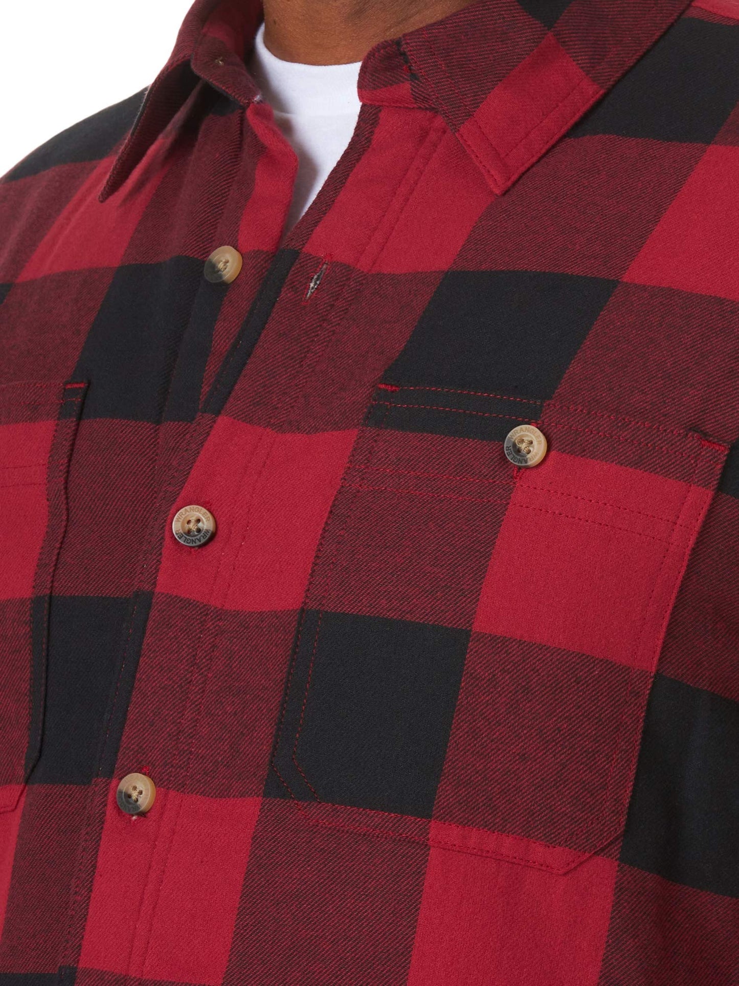 Wrangler Authentics Long Sleeve Sherpa Lined Shirt Jacket, Red Buffalo, 3X-Large