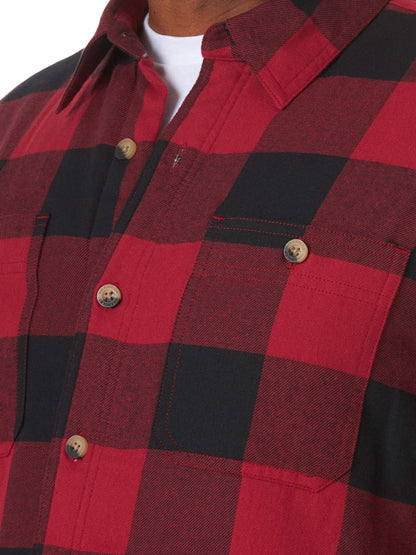 Wrangler Authentics Long Sleeve Sherpa Lined Shirt Jacket, Red Buffalo, 3X-Large