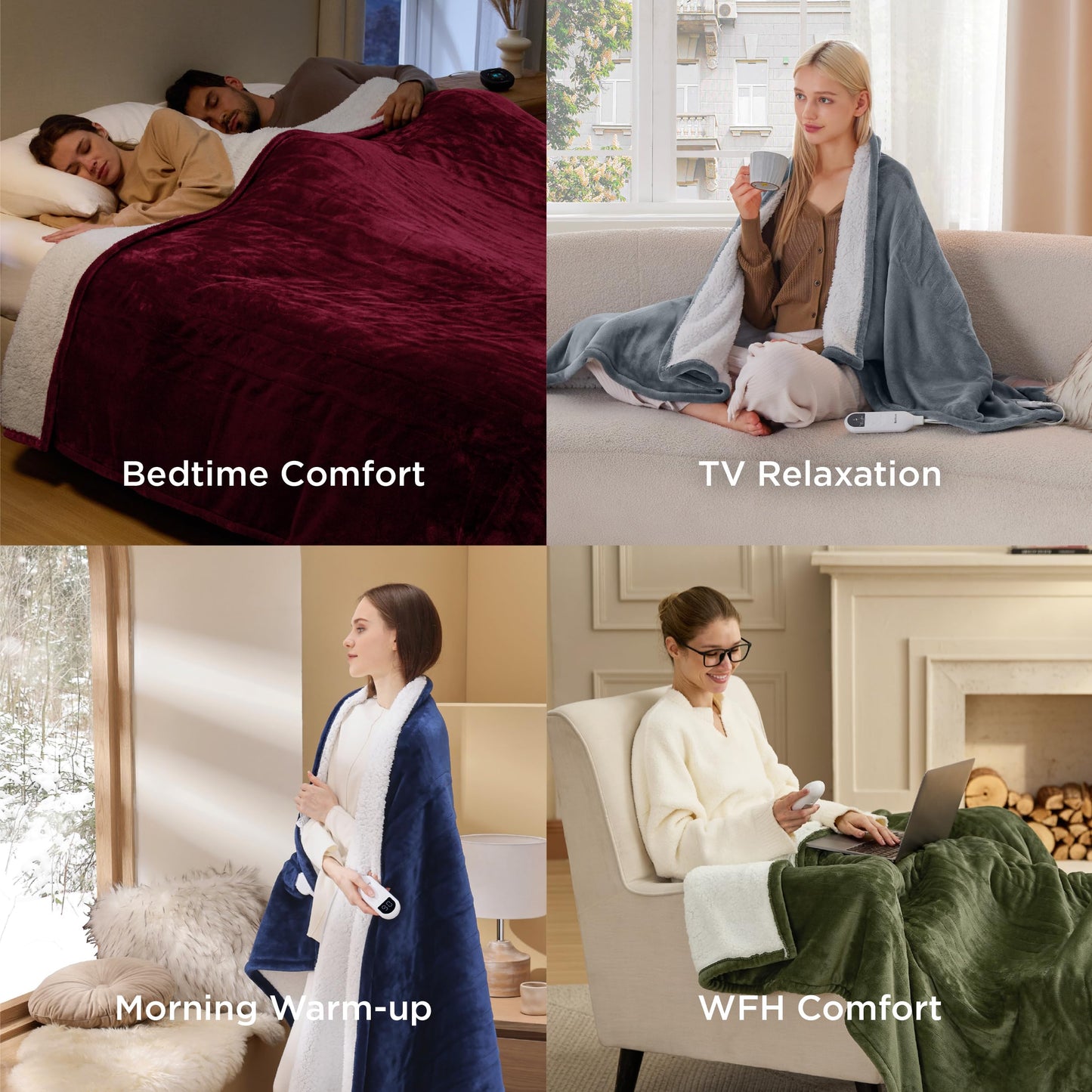 Bedsure Heated Blanket Throw Blanket - Fast Heating Electric Blanket, Soft Flannel Heated Throw with 4 Time Settings, 6 Heating Settings, Warm Gifts for Grandma & Grandpa & Seniors (50“x60”, Grey)