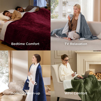 Bedsure Heated Blanket Throw Blanket - Fast Heating Electric Blanket, Soft Flannel Heated Throw with 4 Time Settings, 6 Heating Settings, Warm Gifts for Grandma & Grandpa & Seniors (50“x60”, Grey)