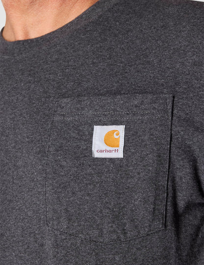 Carhartt Men's Loose Fit Heavyweight Long-Sleeve Pocket T-Shirt, Carbon Heather, REG-XL