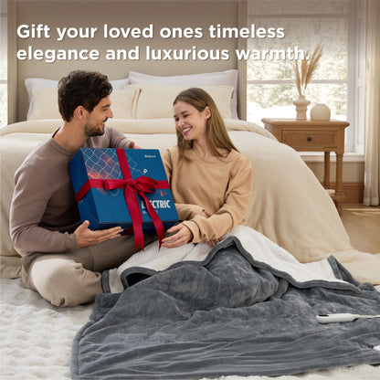 Bedsure Heated Blanket Throw Blanket - Fast Heating Electric Blanket, Soft Flannel Heated Throw with 4 Time Settings, 6 Heating Settings, Warm Gifts for Grandma & Grandpa & Seniors (50“x60”, Grey)