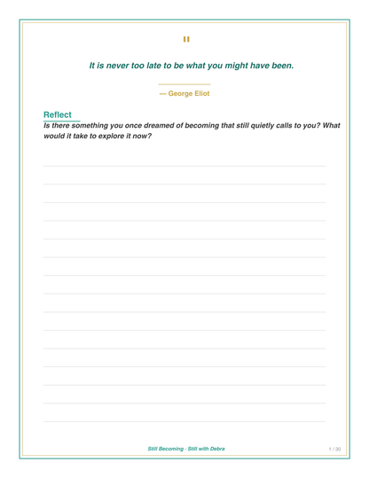 Still Becoming Reflection Journal – Guided Prompts for Seniors (Digital PDF Download)